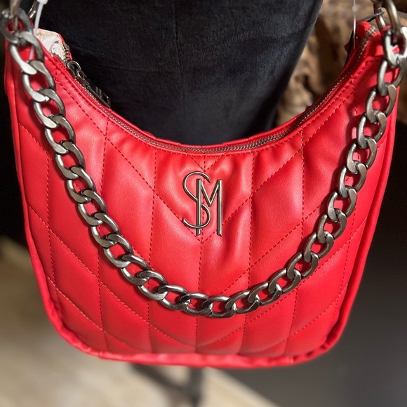 ❤️NWT-Steve Madden Quilted Leather Chain
Strap Chevy Red Shoulder Bag Purse❤️ - Picture 7 of 9